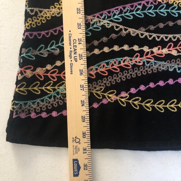 Long Line Size Small Black Multicolor Embroidered Tunic Top Asymmetrical Bell Sl - Picture 8 of 12